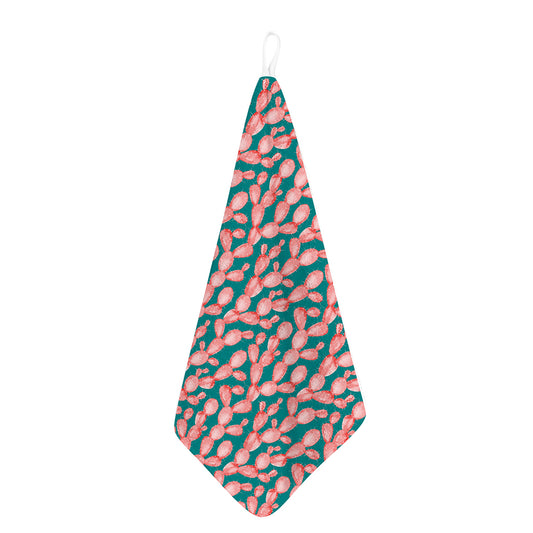 Pink Cactus Pattern Print Hand Towel