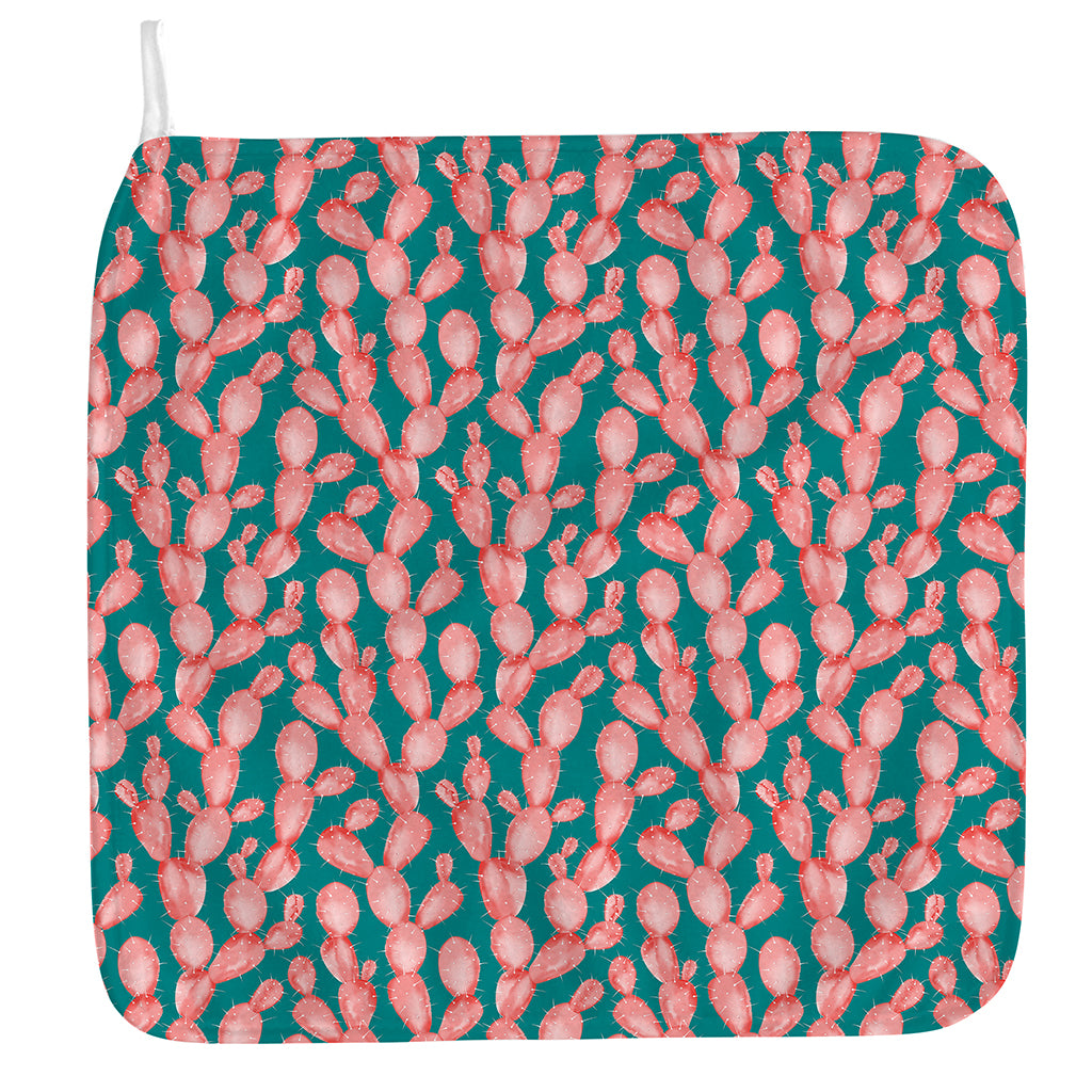 Pink Cactus Pattern Print Hand Towel