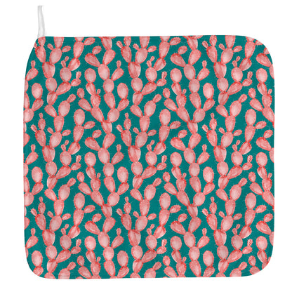 Pink Cactus Pattern Print Hand Towel