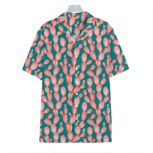 Pink Cactus Pattern Print Hawaiian Shirt