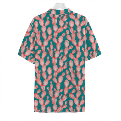 Pink Cactus Pattern Print Hawaiian Shirt