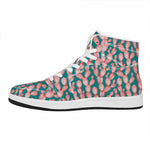 Pink Cactus Pattern Print High Top Leather Sneakers