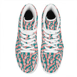 Pink Cactus Pattern Print High Top Leather Sneakers