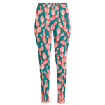 Pink Cactus Pattern Print High-Waisted Pocket Leggings