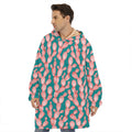 Pink Cactus Pattern Print Hoodie Blanket