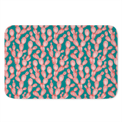 Pink Cactus Pattern Print Indoor Door Mat