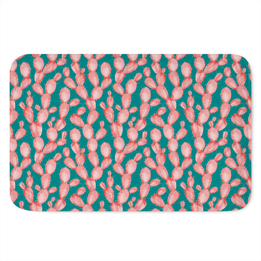 Pink Cactus Pattern Print Indoor Door Mat