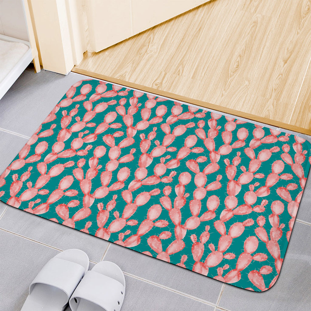 Pink Cactus Pattern Print Indoor Door Mat