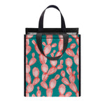 Pink Cactus Pattern Print Insulated Lunch Tote