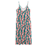 Pink Cactus Pattern Print Jersey Midi Cami Dress