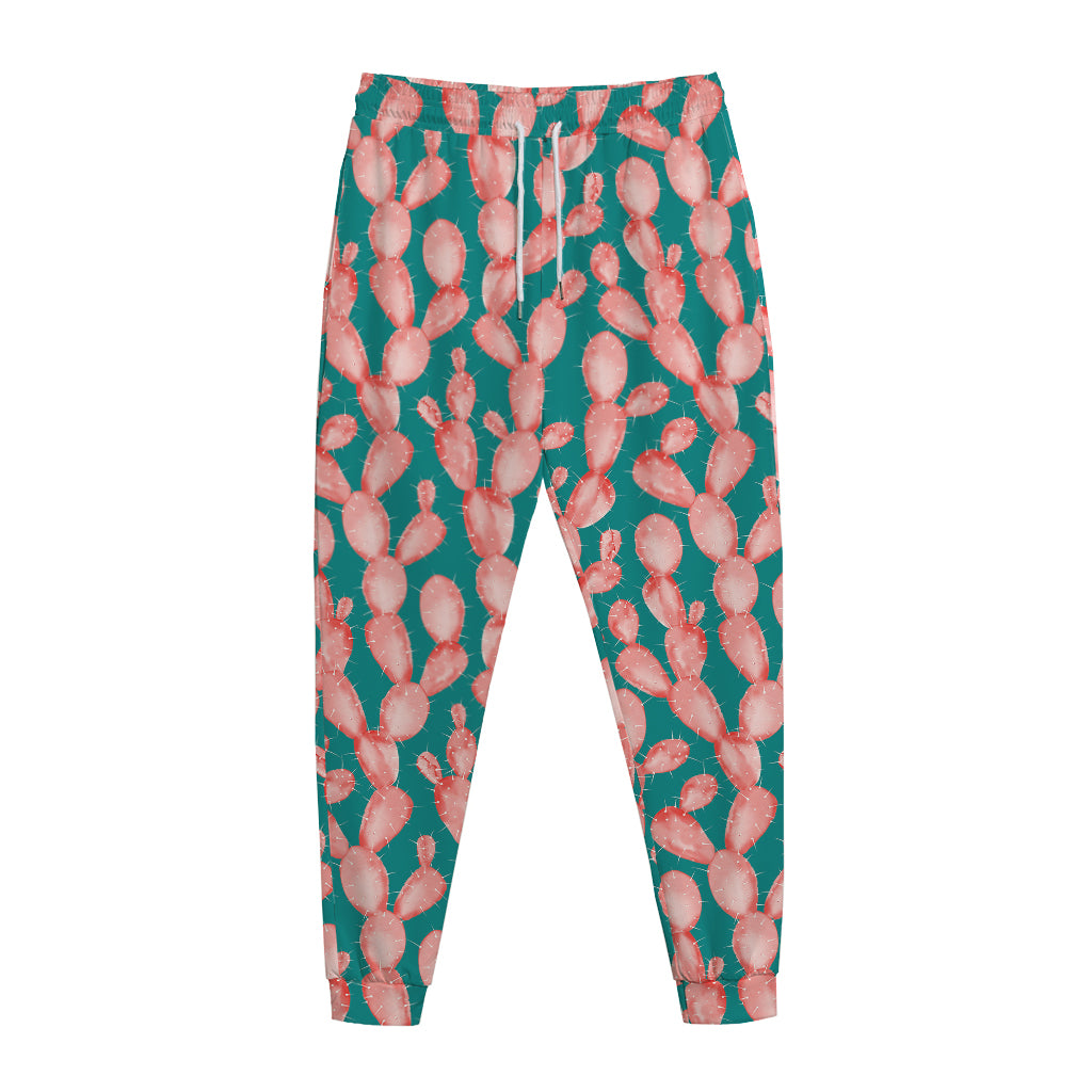 Pink Cactus Pattern Print Jogger Pants