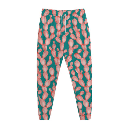 Pink Cactus Pattern Print Jogger Pants