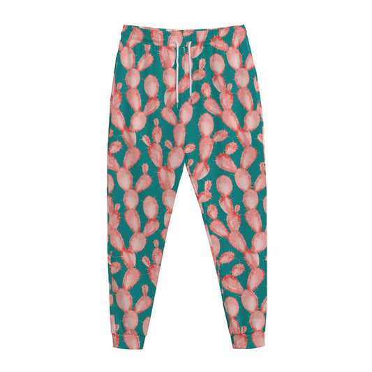 Pink Cactus Pattern Print Jogger Pants