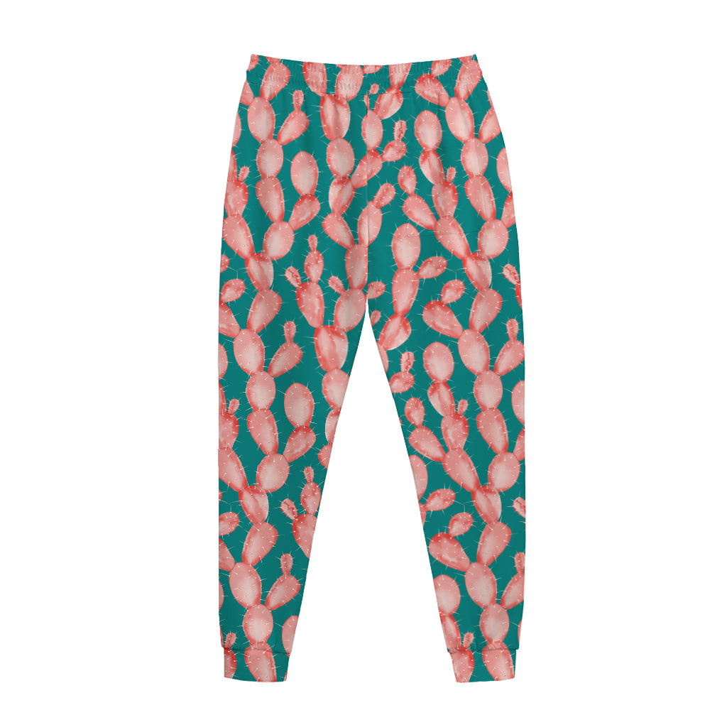 Pink Cactus Pattern Print Jogger Pants