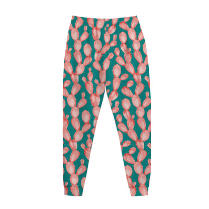 Pink Cactus Pattern Print Jogger Pants