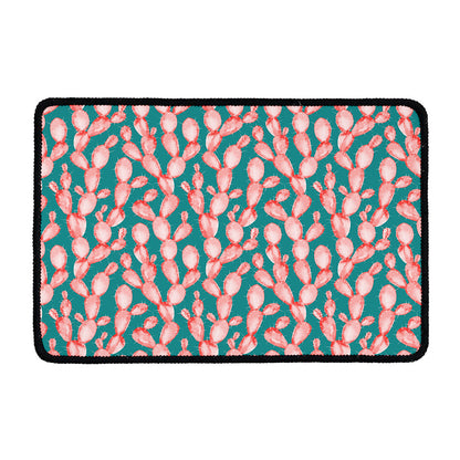 Pink Cactus Pattern Print Kitchen Mat