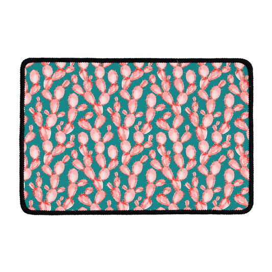 Pink Cactus Pattern Print Kitchen Mat
