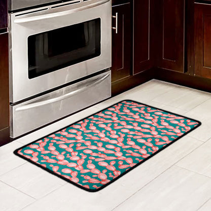 Pink Cactus Pattern Print Kitchen Mat
