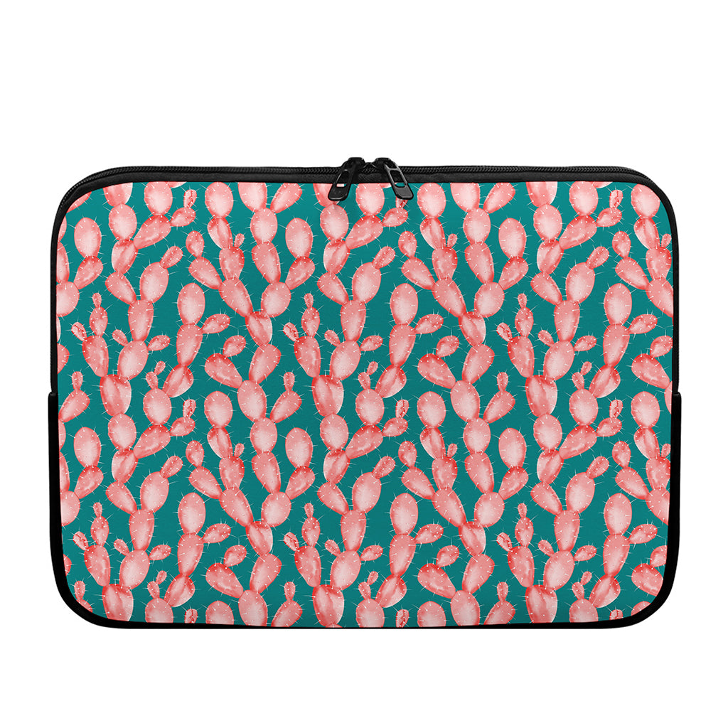 Pink Cactus Pattern Print Laptop Sleeve