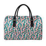 Pink Cactus Pattern Print Leather Duffle Bag