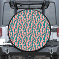 Pink Cactus Pattern Print Leather Spare Tire Cover