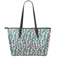 Pink Cactus Pattern Print Leather Tote Bag With Zipper
