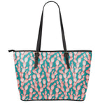 Pink Cactus Pattern Print Leather Tote Bag