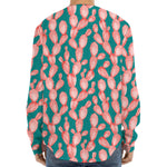 Pink Cactus Pattern Print Long Sleeve Baseball Jersey