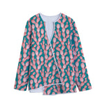 Pink Cactus Pattern Print Long Sleeve Short Coat