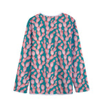 Pink Cactus Pattern Print Long Sleeve Short Coat