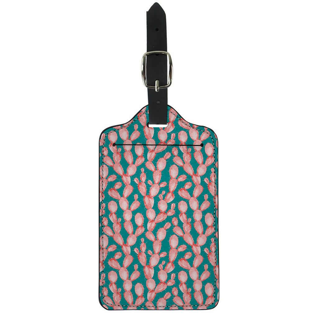 Pink Cactus Pattern Print Luggage Tag