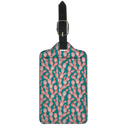 Pink Cactus Pattern Print Luggage Tag