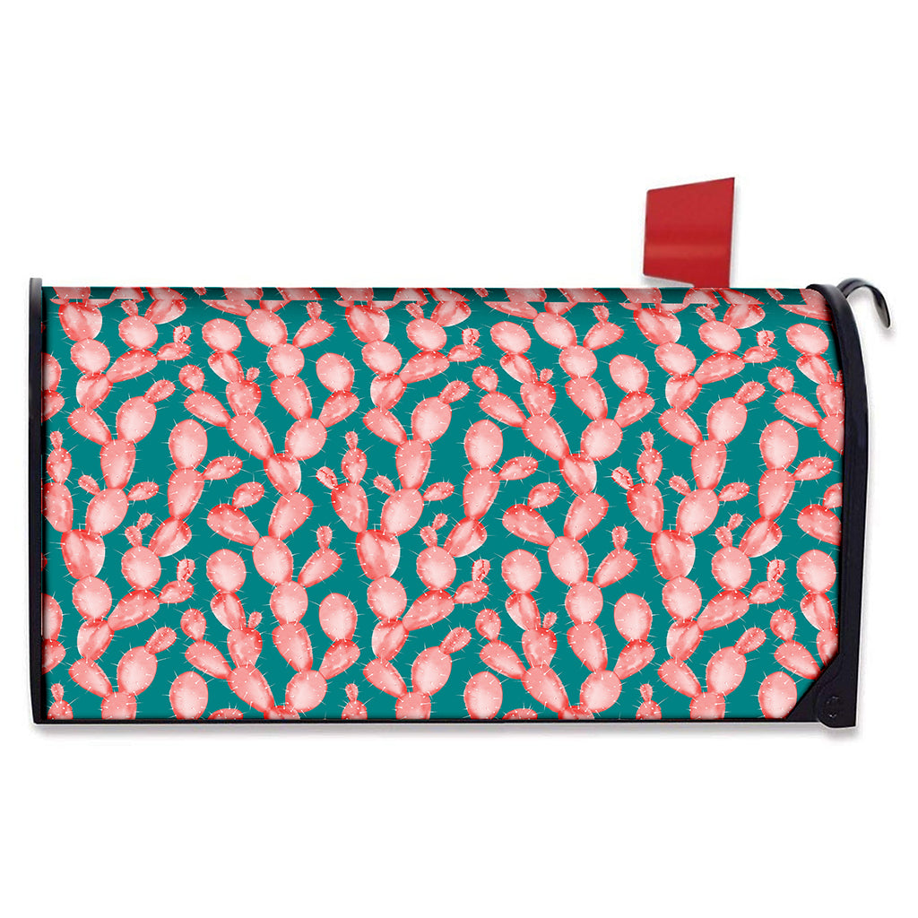 Pink Cactus Pattern Print Mailbox Cover