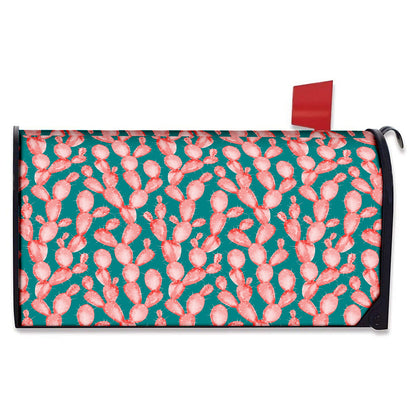 Pink Cactus Pattern Print Mailbox Cover