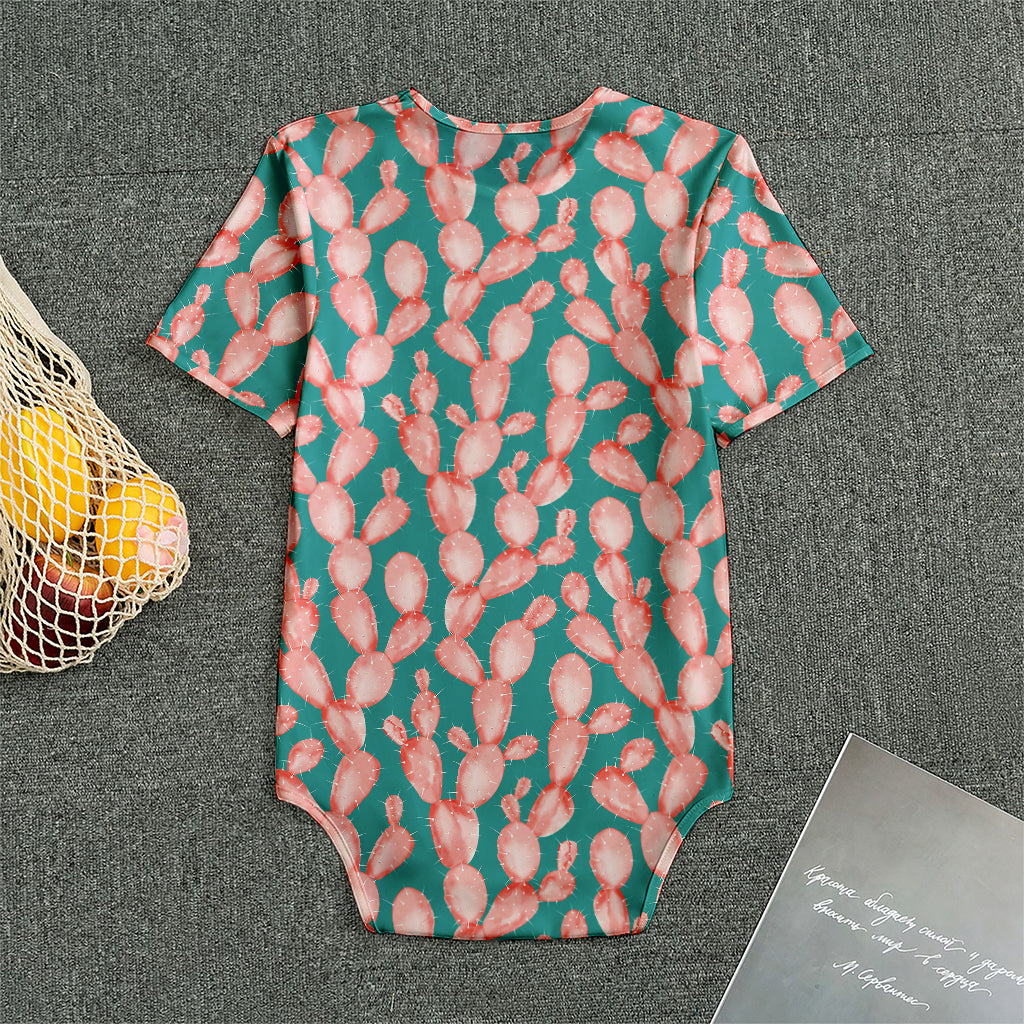 Pink Cactus Pattern Print Men's Bodysuit