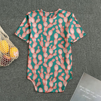 Pink Cactus Pattern Print Men's Bodysuit