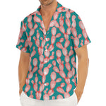Pink Cactus Pattern Print Men's Deep V-Neck Shirt