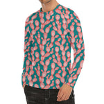 Pink Cactus Pattern Print Men's Long Sleeve Rash Guard