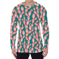 Pink Cactus Pattern Print Men's Long Sleeve T-Shirt