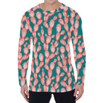 Pink Cactus Pattern Print Men's Long Sleeve T-Shirt