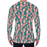 Pink Cactus Pattern Print Men's Long Sleeve T-Shirt