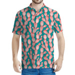 Pink Cactus Pattern Print Men's Polo Shirt