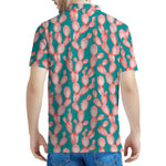 Pink Cactus Pattern Print Men's Polo Shirt
