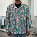 Pink Cactus Pattern Print Men's Shirt Jacket