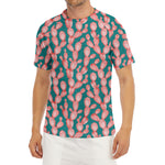 Pink Cactus Pattern Print Men's Short Sleeve Rash Guard