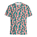 Pink Cactus Pattern Print Men's Athletic T-Shirt