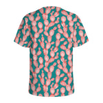 Pink Cactus Pattern Print Men's Sports T-Shirt