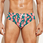 Pink Cactus Pattern Print Men's Swim Briefs