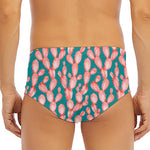 Pink Cactus Pattern Print Men's Triangle Swim Briefs