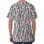 Pink Cactus Pattern Print Men's Velvet T-Shirt